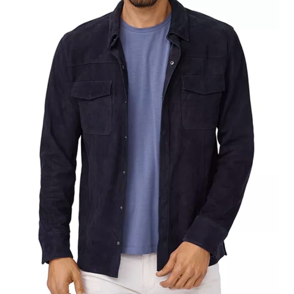 Paige Navy Blue Suede Baltimore Shacket